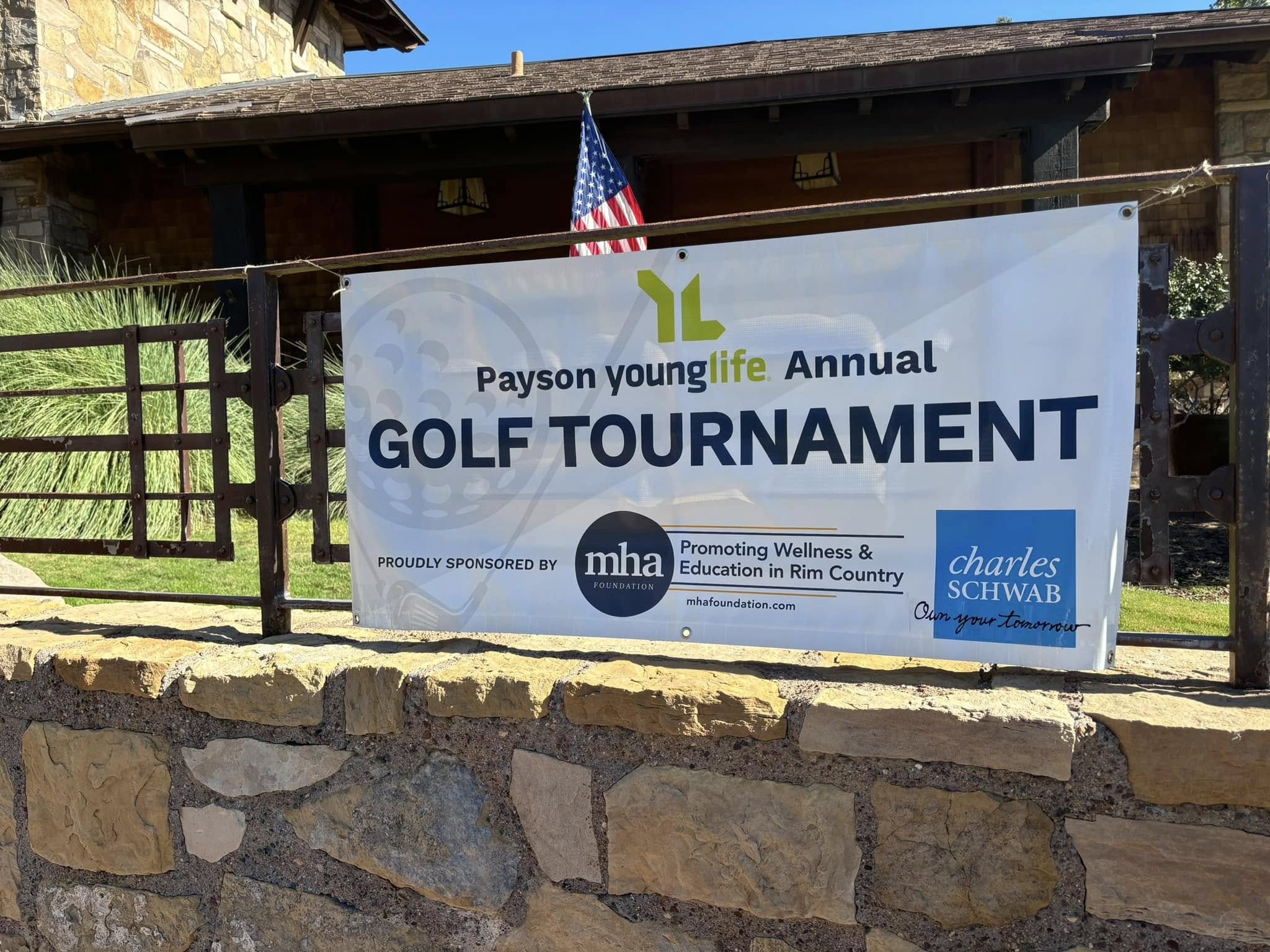 Payson Young Life annual golf tournament sign outside the clubhouse